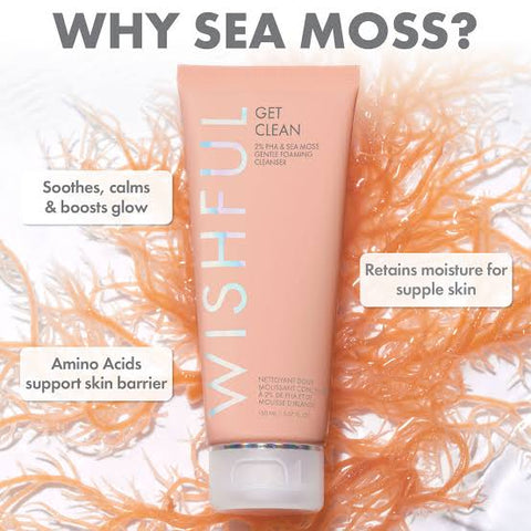 Wishful by Huda Beauty Get Clean 2% PHA & Sea Moss Gentle Foaming Cleanser