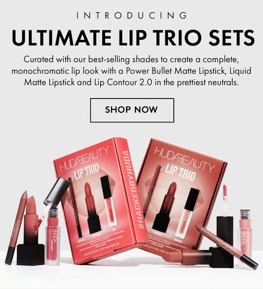 Huda Beauty Ultimate Lip Trio set | Makeup Blush Studio